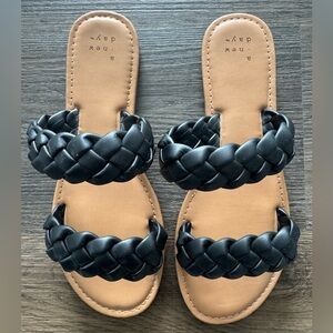 A New Day Black Braided Double Strap Sandals size 7 NEW